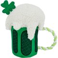 Frisco St. Patrick's Shamrock Beer Plush with Rope Squeaky Dog Toy