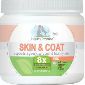 Four Paws Healthy Promise Skin & Coat Support 8x Superblend Liver Flavor Soft Chews Dog Supplement, 90 count