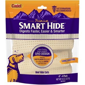 Cadet Smart Hide Easily Digestible Rawhide Curls & Chips Dog Treats, 4 count