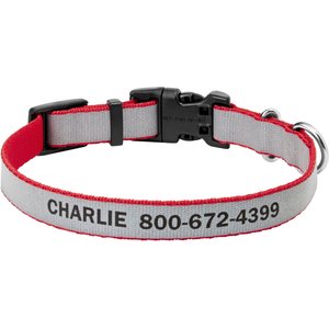 Frisco Polyester Personalized Reflective Dog Collar, Red, S - Neck: 10-14-in, Width: 5/8-in