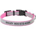 Frisco Polyester Personalized Reflective Dog Collar, Pink, S - Neck: 10-14-in, Width: 5/8-in