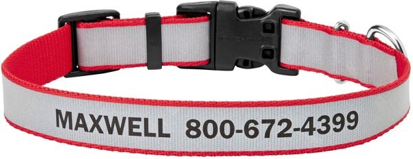 Frisco Polyester Personalized Reflective Dog Collar, Red, Medium - Neck: 14 - 20-in, Width: 3/4-in slide 1 of 6