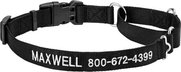 Frisco Solid Nylon Personalized Martingale Dog Collar, Black, Large: 20 to 25-in neck, 1-in wide slide 1 of 7