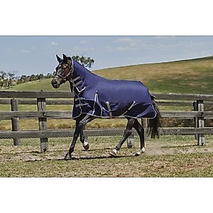 WeatherBeeta Comfitec Essential Combo Neck Medium Horse Blanket, Navy/Silver/Red, 72-in