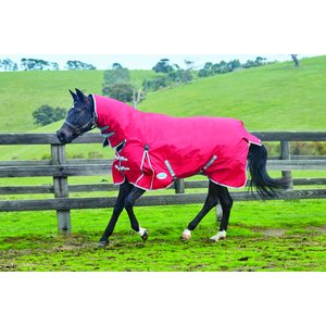 WeatherBeeta Comfitec Classic Combo Neck Lite Horse Blanket, Red/Silver/Navy, 48-in