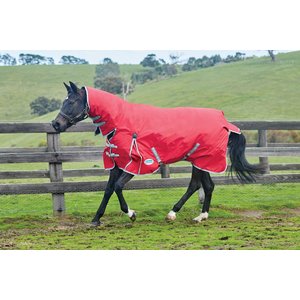 WeatherBeeta Comfitec Classic Combo Neck Medium Horse Blanket, Red/Silver/Navy, 54-in
