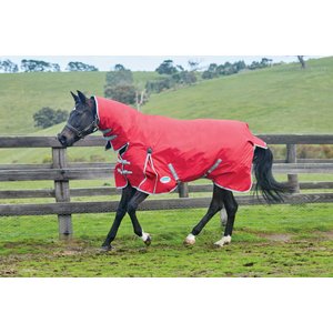 WeatherBeeta Comfitec Classic Combo Neck Heavy Horse Blanket, Red/Silver/Navy, 48-in