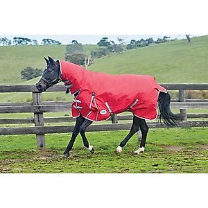 WeatherBeeta Comfitec Classic Combo Neck Heavy Horse Blanket, Red/Silver/Navy, 57-in