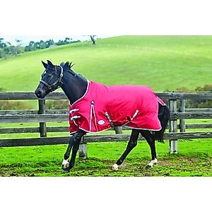 WeatherBeeta Comfitec Classic Standard Neck Medium Horse Blanket, Red/Silver/Navy, 81-in