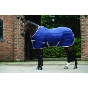 WeatherBeeta Comfitec 210D Channel Quilt Standard Neck Medium Horse Blanket, Navy/Silver/Red, 81-in