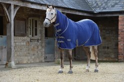 WeatherBeeta Fleece Cooler Combo Neck Horse Blanket, Dark Blue/Gray/White, 60-in