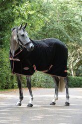 WeatherBeeta Therapy-Tec Fleece Standard Neck Horse Blanket, Black/Silver/Red, 60-in