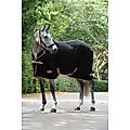 WeatherBeeta Therapy-Tec Fleece Standard Neck Horse Blanket, Black/Silver/Red, 60-in