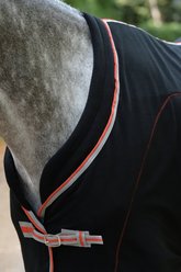 WeatherBeeta Therapy-Tec Fleece Standard Neck Horse Blanket, Black/Silver/Red, 60-in slide 2 of 4