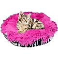 Bessie for Cats Ultra Plush Zebra Lollipop Deluxe Lily Pod Cat Bed, Pink