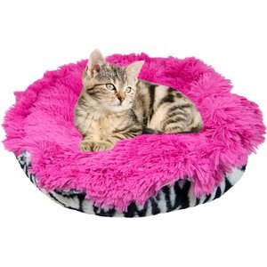 Bessie for Cats Ultra Plush Zebra Lollipop Deluxe Lily Pod Cat Bed, Pink