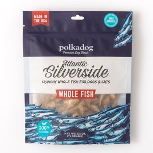 Polkadog Atlantic Silverside Crunchy Whole Fish Dehydrated Dog & Cat Treats, 2.5-oz bag