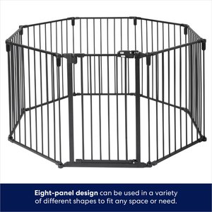 Frisco Steel 8-Panel Configurable Dog Gate and Playpen, 30-in, Black