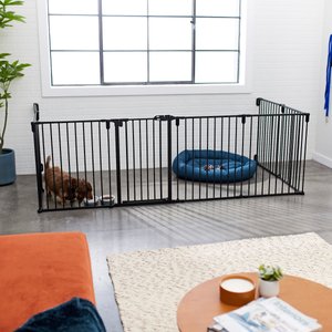 Frisco Steel 8-Panel Configurable Dog Gate and Playpen, 30-in, Black