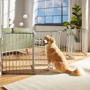 Frisco Steel 8-Panel Configurable Dog Gate and Playpen, 30-in, Grey