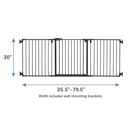 Frisco Steel 3-Panel Configurable Dog Gate, Black, 30-in