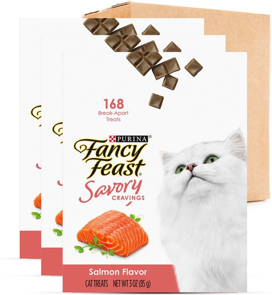 Fancy Feast Savory Cravings Salmon Flavor Limited Ingredient Soft Cat Treats, 3-oz box, case of 3 slide 1 of 10