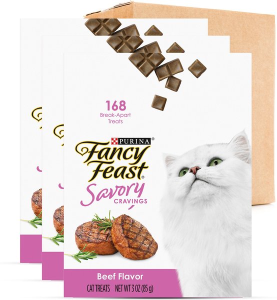Fancy Feast Savory Cravings Beef Flavor Limited Ingredient Soft Cat Treats, 3-oz box, case of 3 slide 1 of 10
