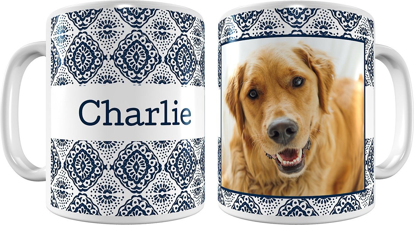 Frisco Boho Damask White Personalized Coffee Mug, 11-oz