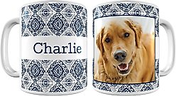 Frisco Boho Damask White Personalized Coffee Mug, 11-oz