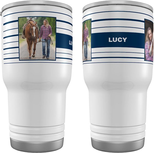 Frisco Double Walled Preppy Stripes Personalized Tumbler, 30-oz Cup