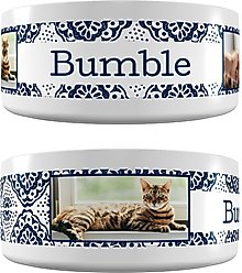 Frisco Boho Damask Ceramic Personalized Dog & Cat Bowl, 1.1-cup, 1 cup