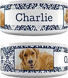 Frisco Boho Damask Ceramic Personalized Dog Bowl, 4.75 cup