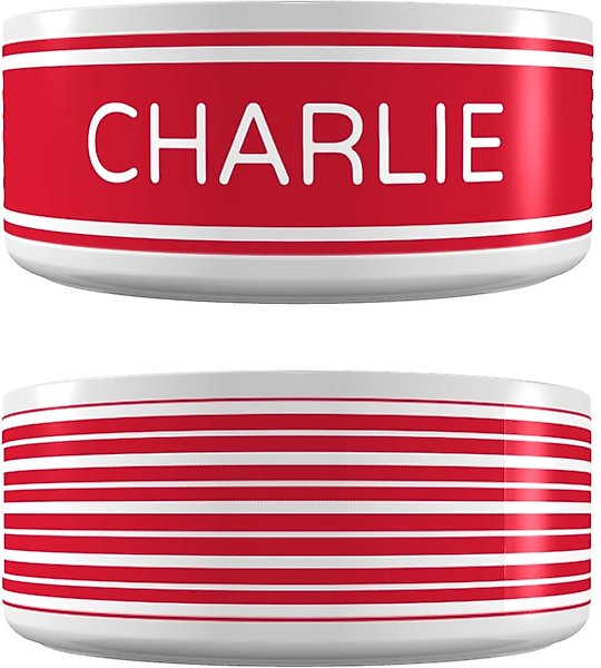 Frisco Preppy Stripes Ceramic Personalized Dog & Cat Bowl, 1 Cup slide 1 of 5
