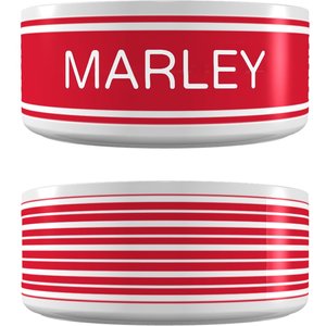 Frisco Preppy Stripes Ceramic Personalized Dog Bowl, 4.75 Cup