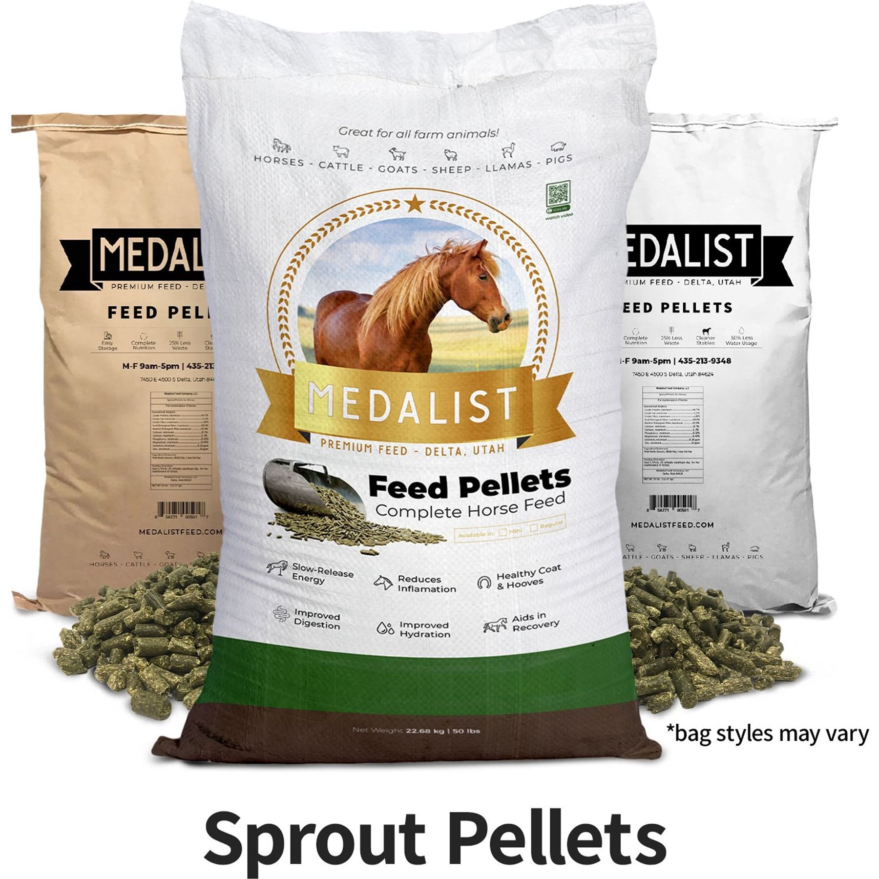Medalist Sprout Pellets Complete Horse Feed, 50-lb bag