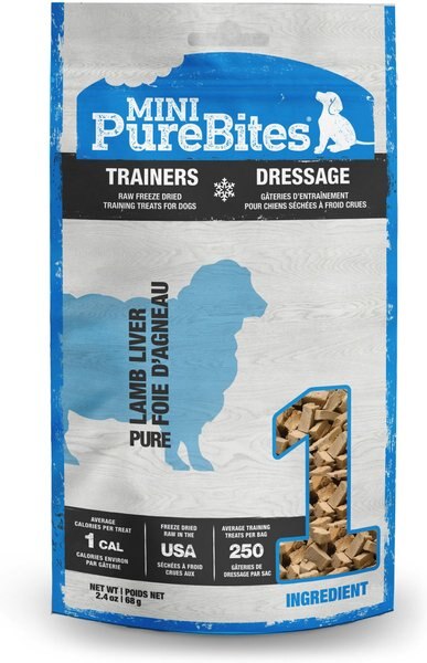 PureBites Mini Trainers RAW Freeze-Dried Lamb Liver Dog Treats, 2.4-oz bag slide 1 of 6