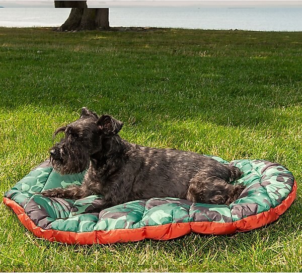 FurHaven Trail Pup Packable Stuff Sack Travel Pillow Dog Bed, Paprika & Camo-Paw, Small slide 1 of 10