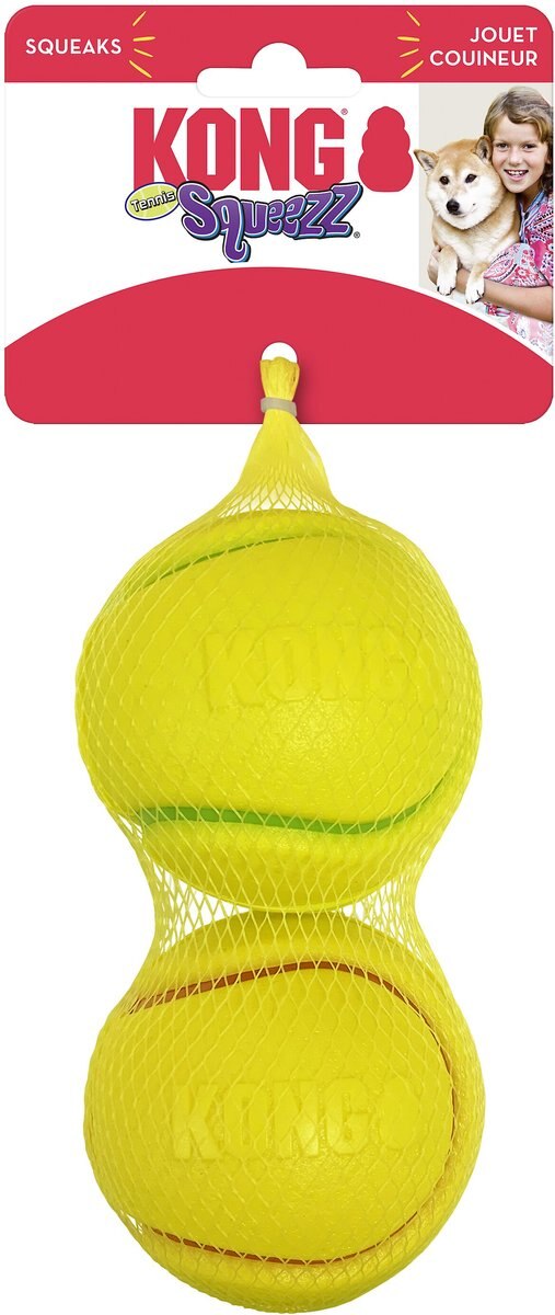 KONG Squeezz Tennis Double Assorted Dog Toy, Color Varies, Large
