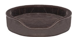 FurHaven Plush & Velvet Orthopedic Bolster Cat & Dog Bed with Removable Cover, Driftwood Brown, X-Large