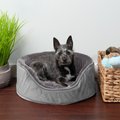 FurHaven Plush & Velvet Orthopedic Bolster Cat & Dog Bed with Removable Cover, Smoke Gray, Small