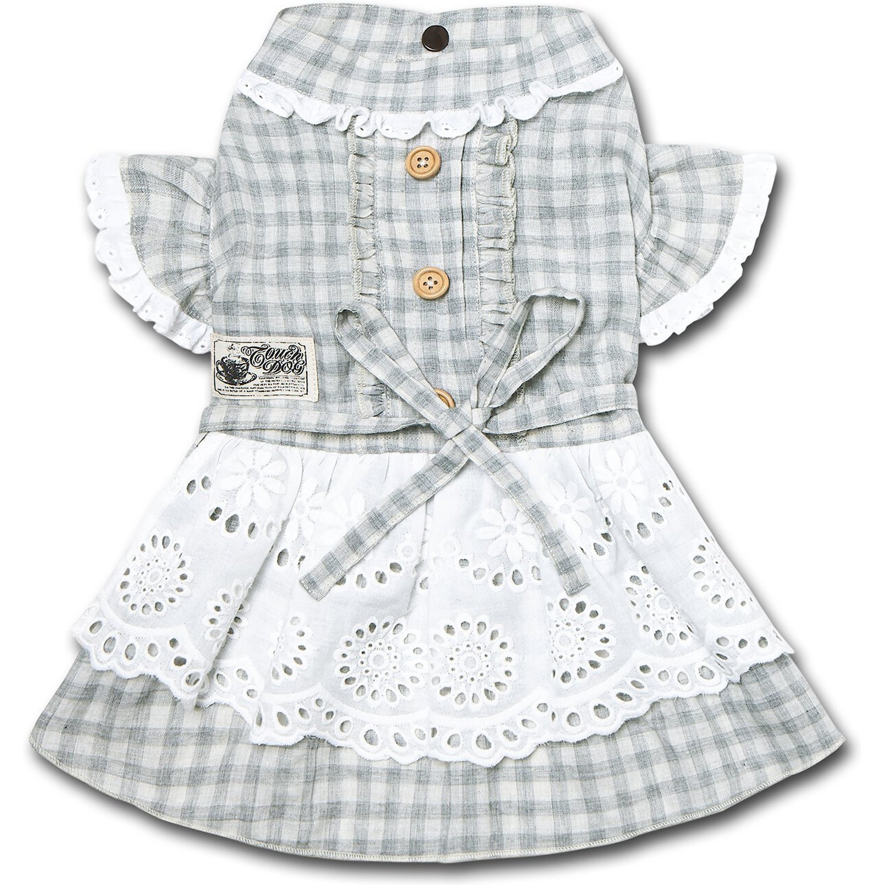Touchdog I love Poochi Classical Fashion Plaid Dog & Cat Dress, Grey, Small