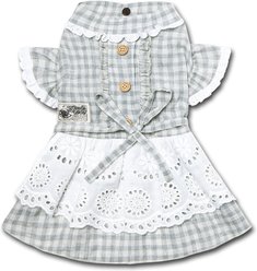 Touchdog I love Poochi Classical Fashion Plaid Dog & Cat Dress, Grey, Medium