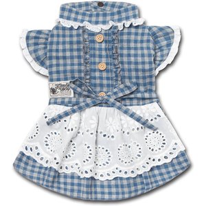 Touchdog I love Poochi Classical Fashion Plaid Dog & Cat Dress, Blue, Small