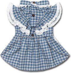 Touchdog I love Poochi Classical Fashion Plaid Dog & Cat Dress, Blue, Small slide 2 of 2