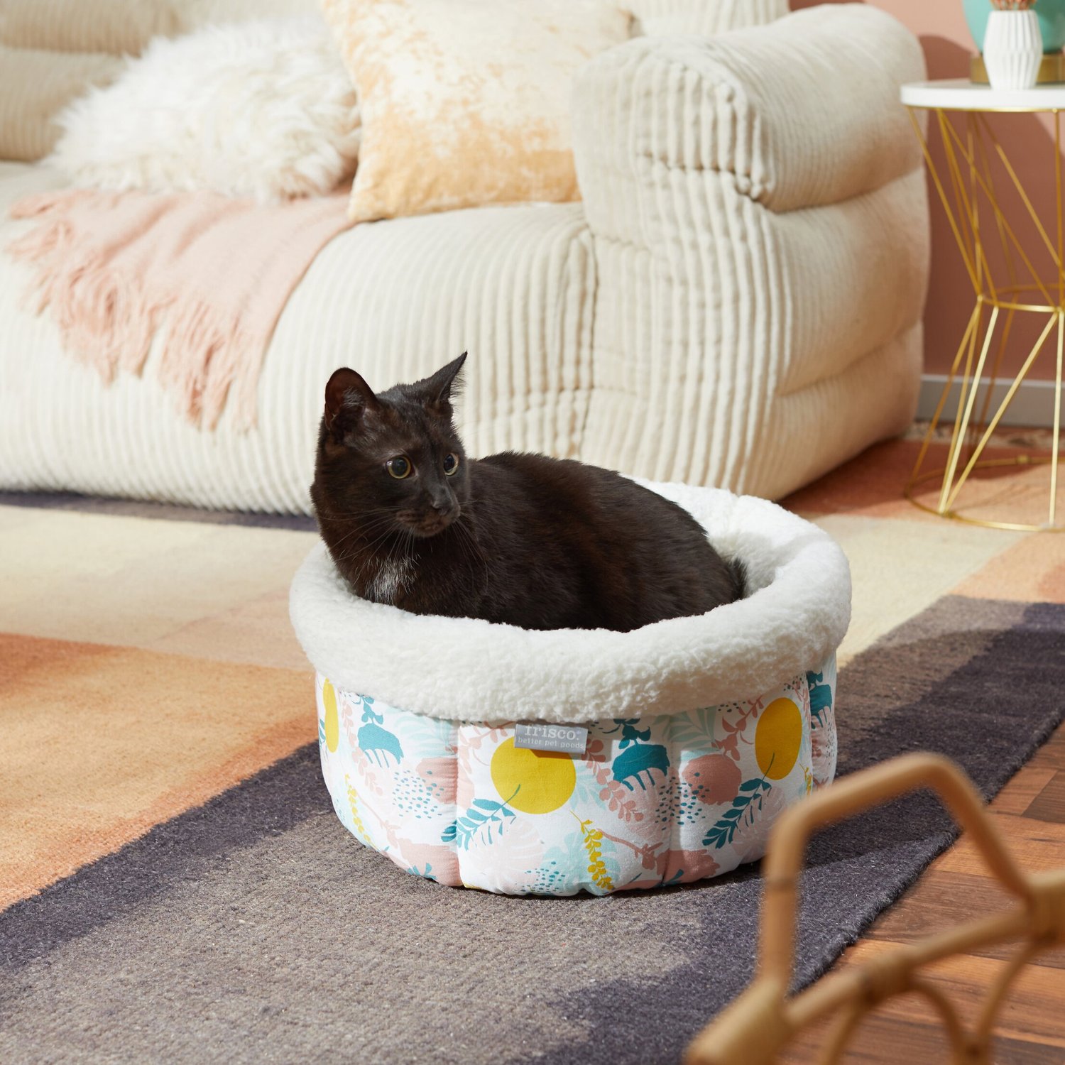 FRISCO HiWall SelfWarming Cat & Dog Bolster Bed, Tropical