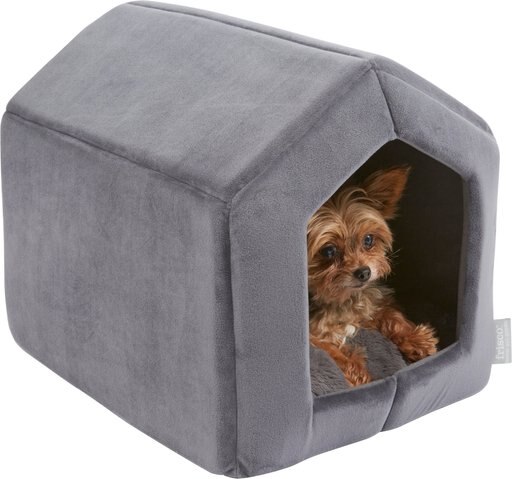 Frisco House Cave Cat Covered Bed, Gray 