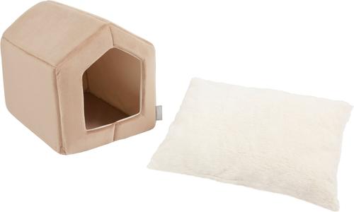 Show full view: Frisco Velvet Covered House Cat & Dog Bed, Beige slide 3 of 8