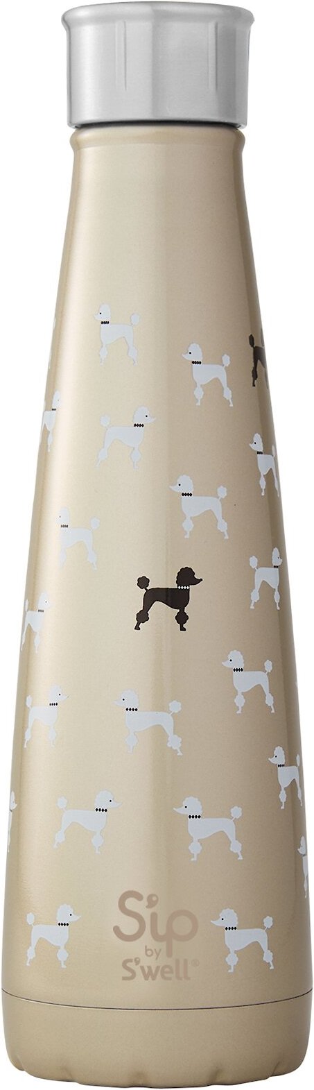 Sip By S'well Poodle Print Insulated Water Bottle Stainless Steel New 15 Oz. 