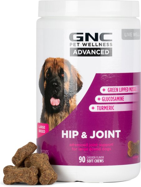 GNC Pets Advanced Hip & Joint Support Chicken Flavor Large Breed Soft Chews Dog Supplement, 90 count slide 1 of 5