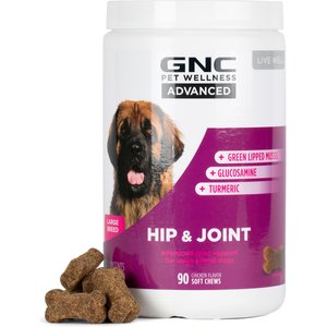GNC Pets Advanced Hip & Joint Support Chicken Flavor Large Breed Soft Chews Dog Supplement, 90 count